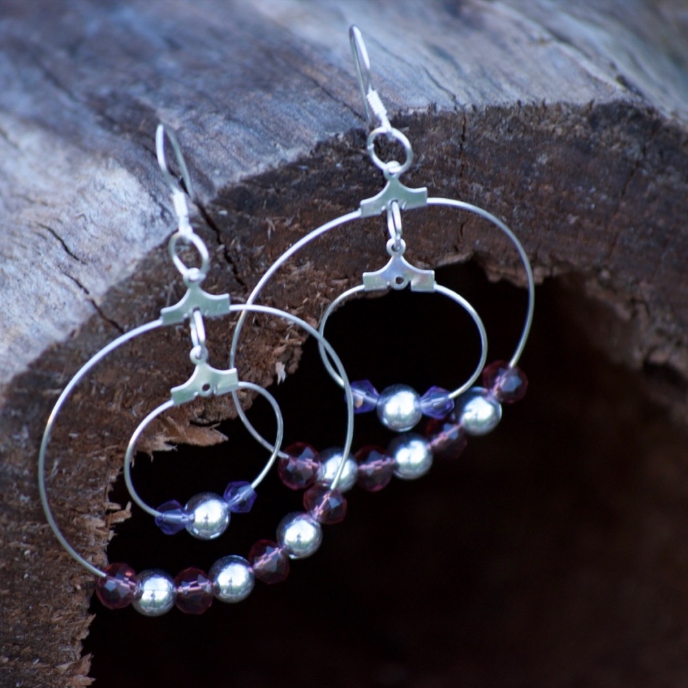 Amethyst Two-Tier Dangle Earrings